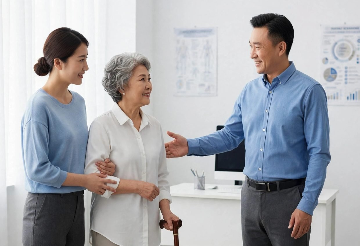 A Meddy companion supporting a patient at a medical appointment
